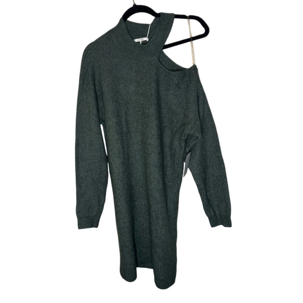 STITCHDROP Knit Cut Out Sweater Dress - Forest Frog Green Size L - Picture 2 of 6